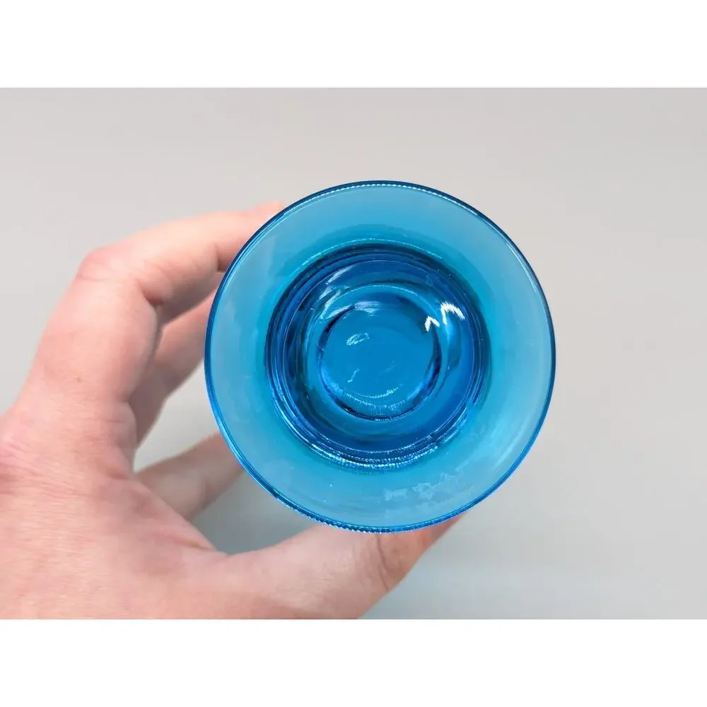 Vintage Libbey Aqua Blue Footed Cocktail Iced Tea Glasses Tumblers Set of 2